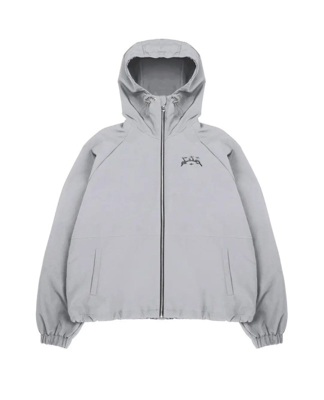 Windbreaker s colorblock vezenjem, kapuljača na zip, slobodan kroj, srednja duljina, poliester 95%