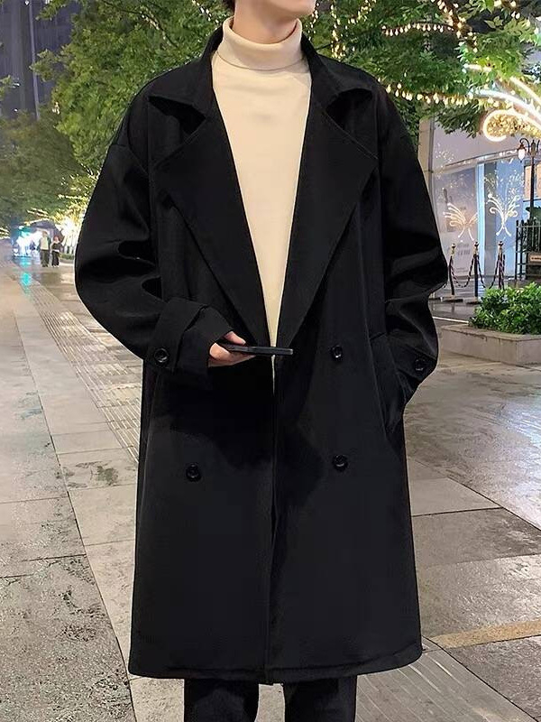 Muški trench coat u britskom stilu, srednja duljina, slobodan kroj, za proljeće i jesen, korejski stil.