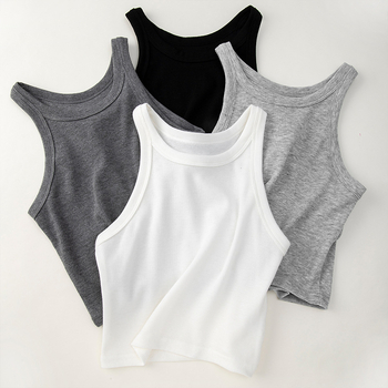 Utcai stílusú ujjatlan felső, karcsú szabás, rövid hossz, egyszínű, nyár 2025 – rayon és poliészter-viszkóz keverék