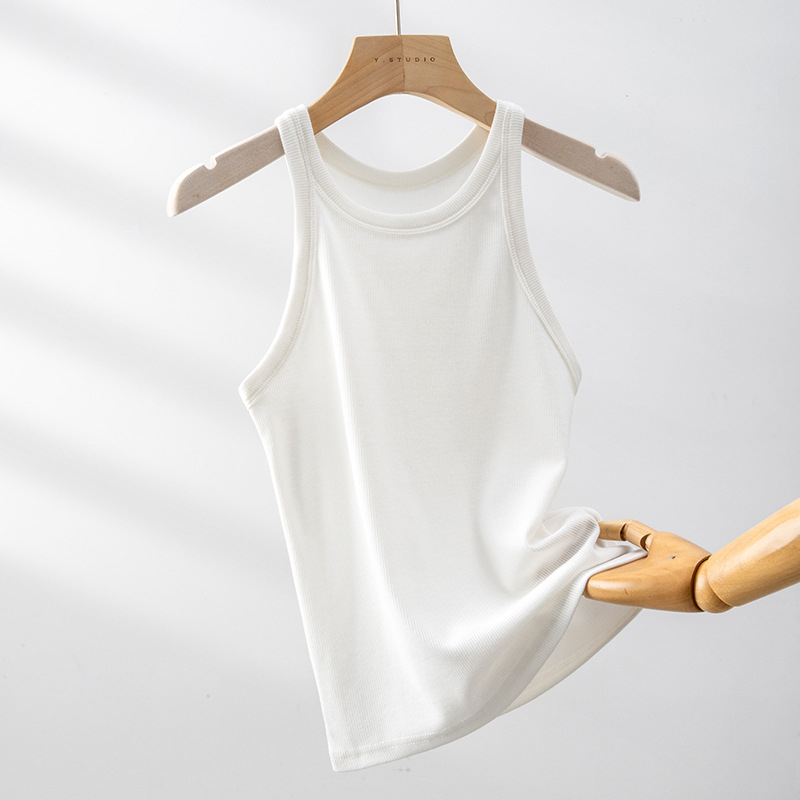 Utcai stílusú ujjatlan felső, karcsú szabás, rövid hossz, egyszínű, nyár 2025 – rayon és poliészter-viszkóz keverék