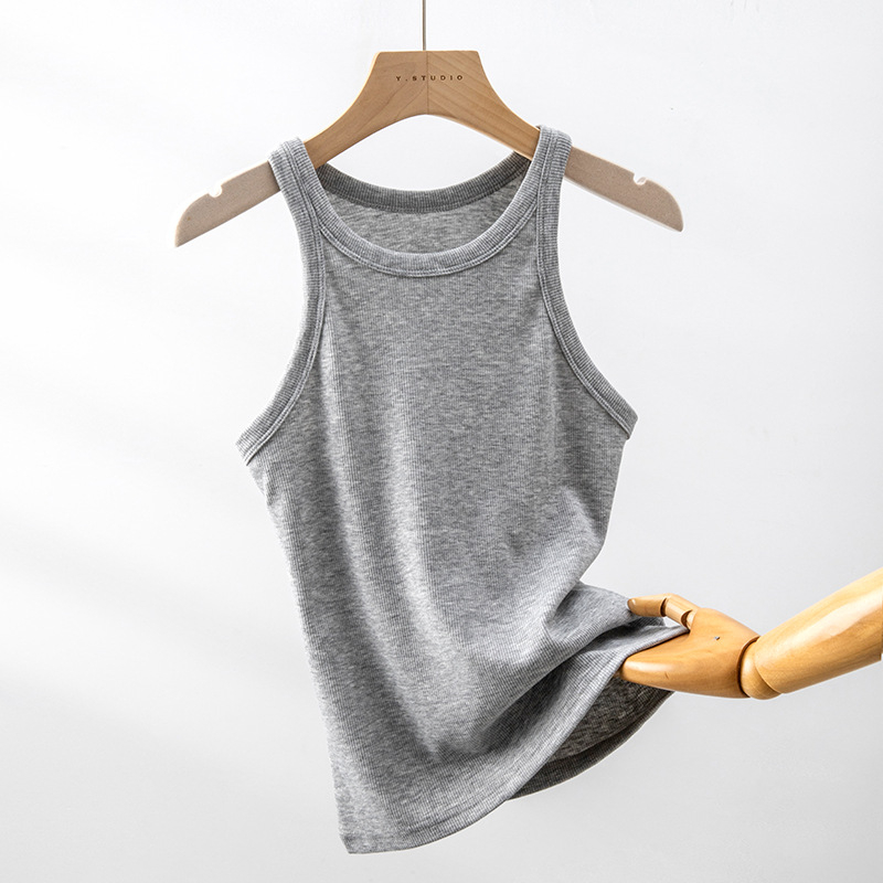 Utcai stílusú ujjatlan felső, karcsú szabás, rövid hossz, egyszínű, nyár 2025 – rayon és poliészter-viszkóz keverék