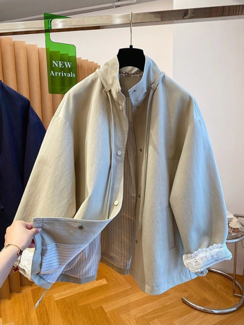 Ženska Chenille windbreaker kratka jakna sa stojećim ovratnikom, zatvaračem, dugim rukavima, srednje gustoće materijala, standardna duljina 50–65 cm