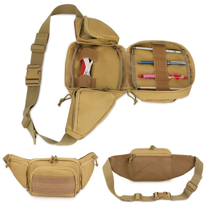 Geantă de piept din pânză pentru bărbați, cu curea crossbody, fermoar, buzunar pentru documente și mâner detașabil