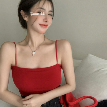 Női camisole topp pántokkal, retro stílus, karcsúsított fazon, nagyon rövid hosszúság (≤40 cm), anyag: nylon-spandex keverék