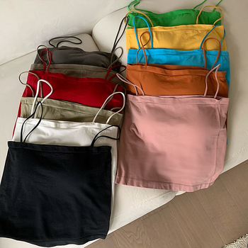 Női camisole topp pántokkal, retro stílus, karcsúsított fazon, nagyon rövid hosszúság (≤40 cm), anyag: nylon-spandex keverék