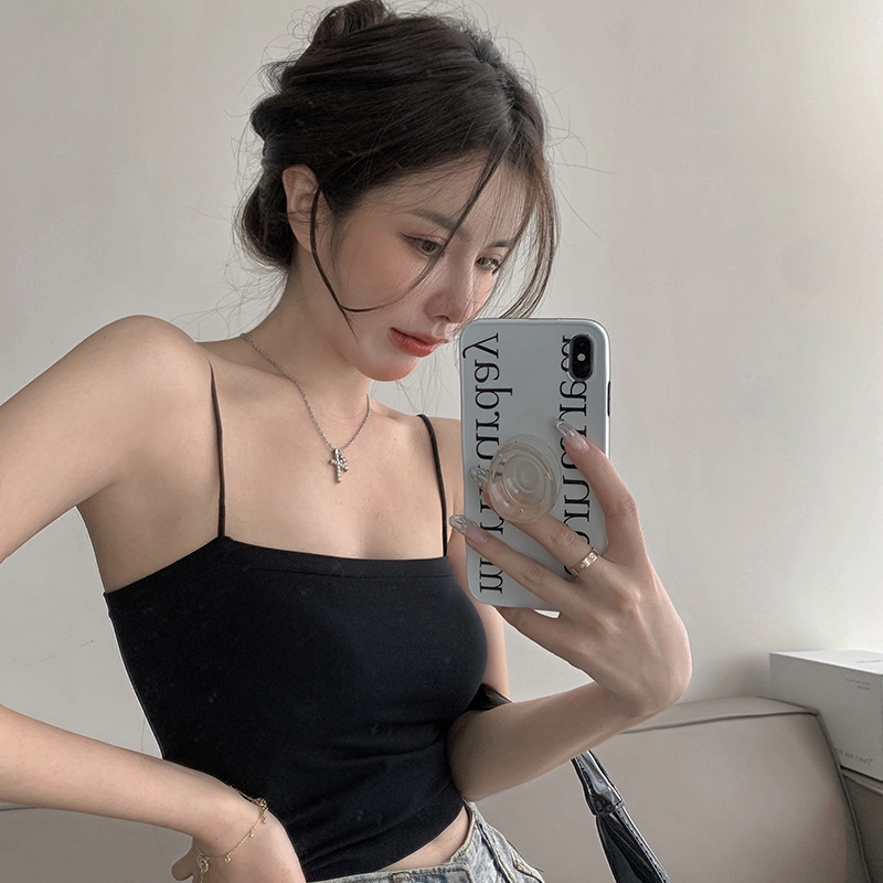 Női camisole topp pántokkal, retro stílus, karcsúsított fazon, nagyon rövid hosszúság (≤40 cm), anyag: nylon-spandex keverék