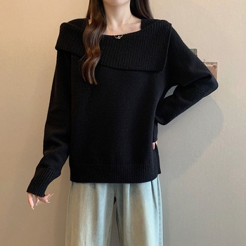 Női kötött pulóver, lazán szabott, hajónyakú, hosszú ujjú, közepes vastagságú, puha és meleg