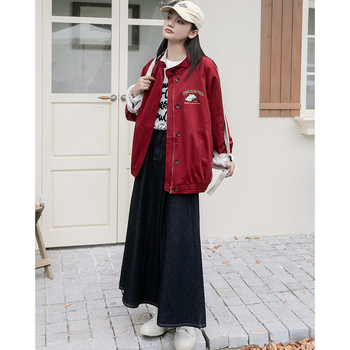 Jachetă casual brodată, textură pluș, pentru femei, croială lejeră, guler înalt, mâneci lungi, închidere cu nasturi, imprimeu animal, sezon toamnă-iarnă 2025