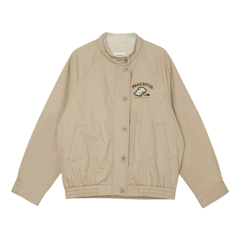 Jachetă casual brodată, textură pluș, pentru femei, croială lejeră, guler înalt, mâneci lungi, închidere cu nasturi, imprimeu animal, sezon toamnă-iarnă 2025