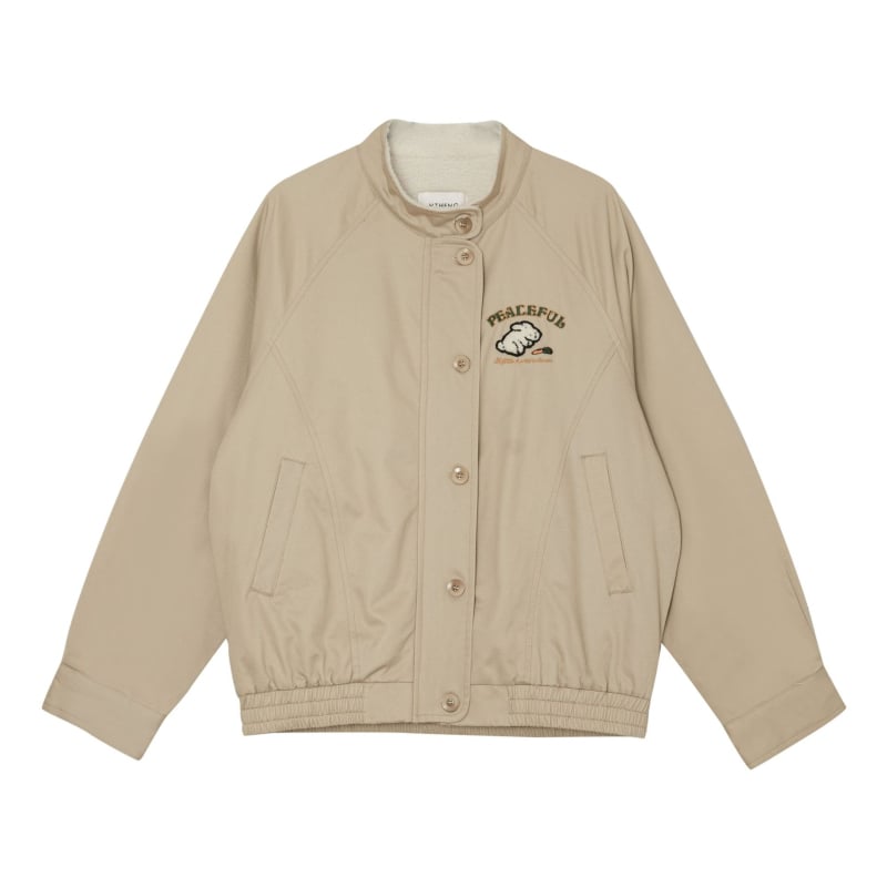 Jachetă casual brodată, textură pluș, pentru femei, croială lejeră, guler înalt, mâneci lungi, închidere cu nasturi, imprimeu animal, sezon toamnă-iarnă 2025