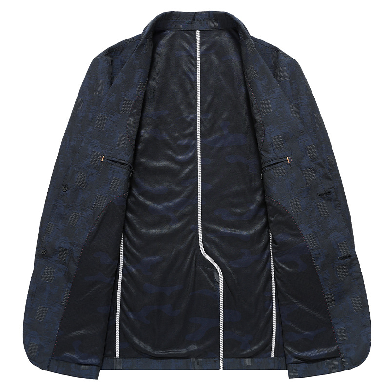 Muško casual sako, slim fit, prednja dva gumba, rever s klopom, poliester tkanina (100%), tiskani uzorak