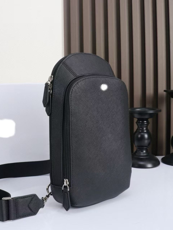 Geantă de piept pentru bărbați, stil business elit, piele naturală din primul strat, model monocrom, căptușeală din piele, ultra-ușoară