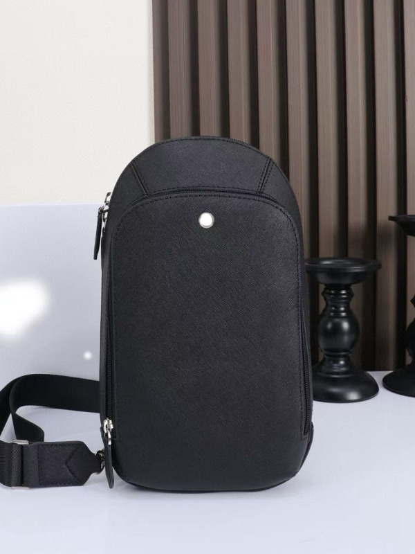 Geantă de piept pentru bărbați, stil business elit, piele naturală din primul strat, model monocrom, căptușeală din piele, ultra-ușoară