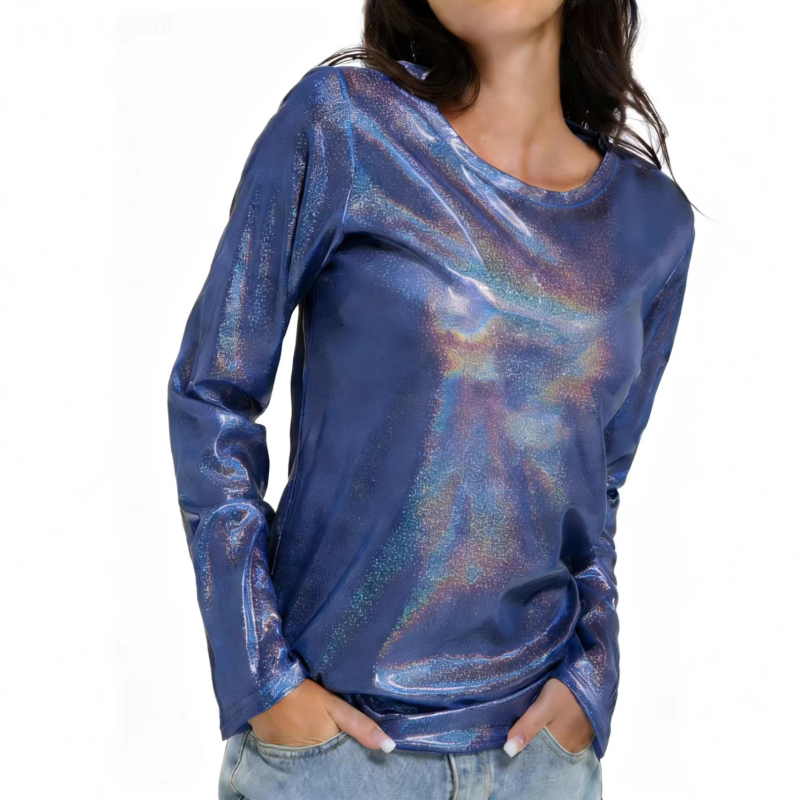 Tricou din poliester, cu mâneci lungi, croială lejeră, stil Gothic street fashion, guler rotund