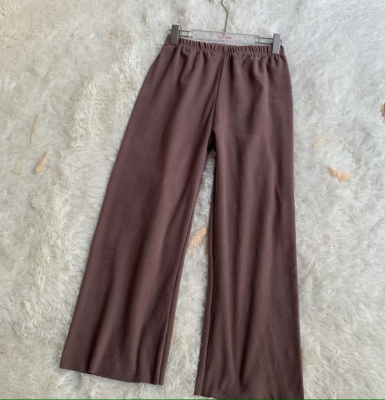 Derong pantaloni largi din velur pentru femei, talie elastică, croi relaxat, grosime normală, toamnă 2025 stil elegant pentru naveta la birou