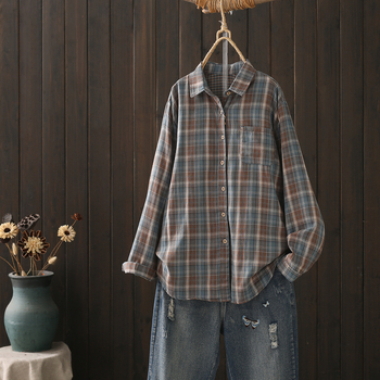 Pamut laza szabású ing, hosszú ujjú, reveres gallér, hossz 50–65 cm