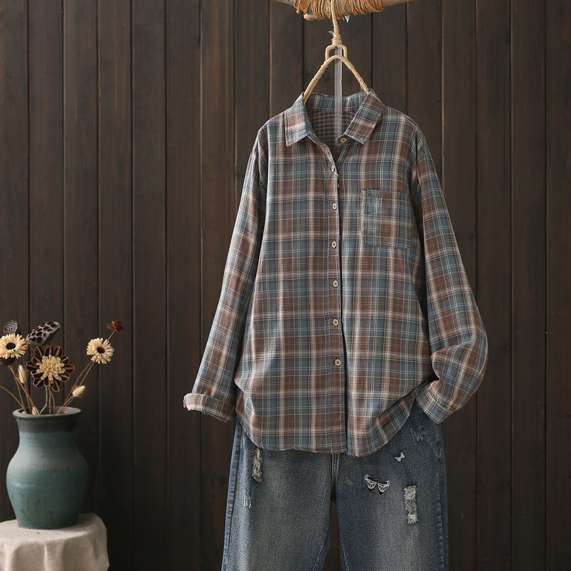 Pamut laza szabású ing, hosszú ujjú, reveres gallér, hossz 50–65 cm