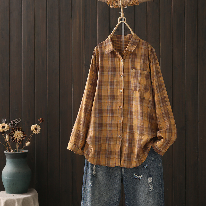 Pamut laza szabású ing, hosszú ujjú, reveres gallér, hossz 50–65 cm