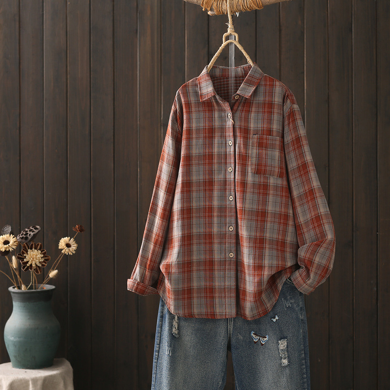 Pamut laza szabású ing, hosszú ujjú, reveres gallér, hossz 50–65 cm