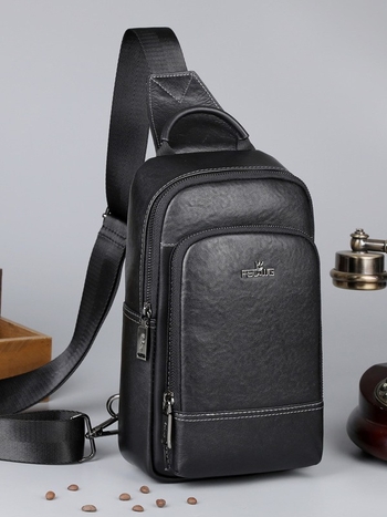 Muška kožna crossbody torba - ležerni putni stil, kompatibilna s 10-inčnim prijenosnim računalom, otporna na habanje, podstava od poliestera, jednobojna
