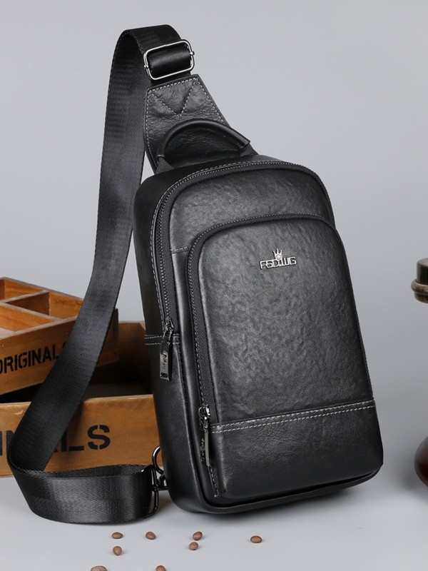 Muška kožna crossbody torba - ležerni putni stil, kompatibilna s 10-inčnim prijenosnim računalom, otporna na habanje, podstava od poliestera, jednobojna