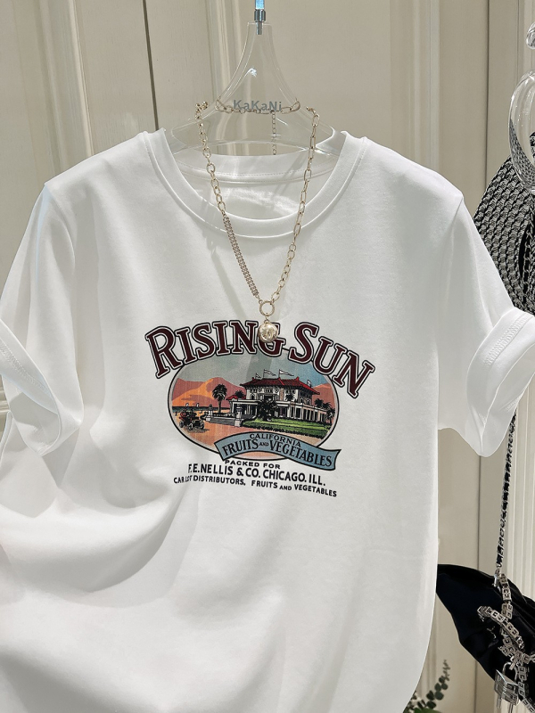 Női 95%+ pamut rövid ujjú póló, anime karikatúra mintával, lazán szabott, középhosszú, kerek nyakú, nyár 2025