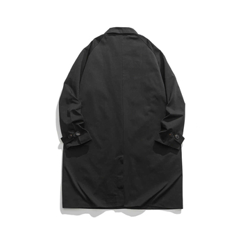 Férfi kabát középhosszú, rever galléros, laza szabású, egysoros gombolású