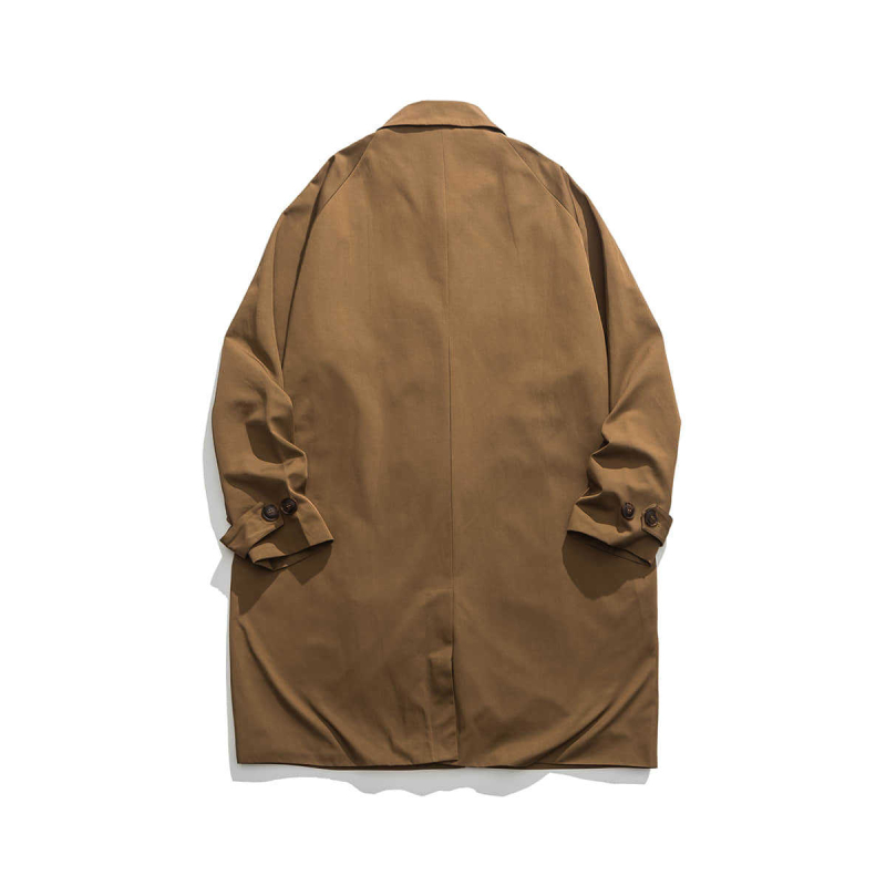 Férfi kabát középhosszú, rever galléros, laza szabású, egysoros gombolású