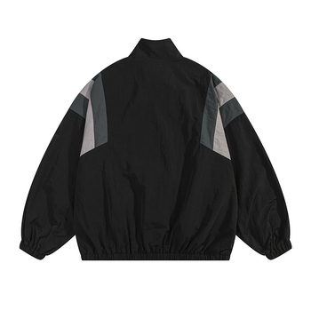 Dm-Df60 Windbreaker jakna s prugastim uzorkom, vanjski materijal poliamiidon vlakno, podstava 100% poliester, zatvarač, stojeći ovratnik, bez kapuljače, srednja dužina, svakodnevna uporaba, četiri sezone