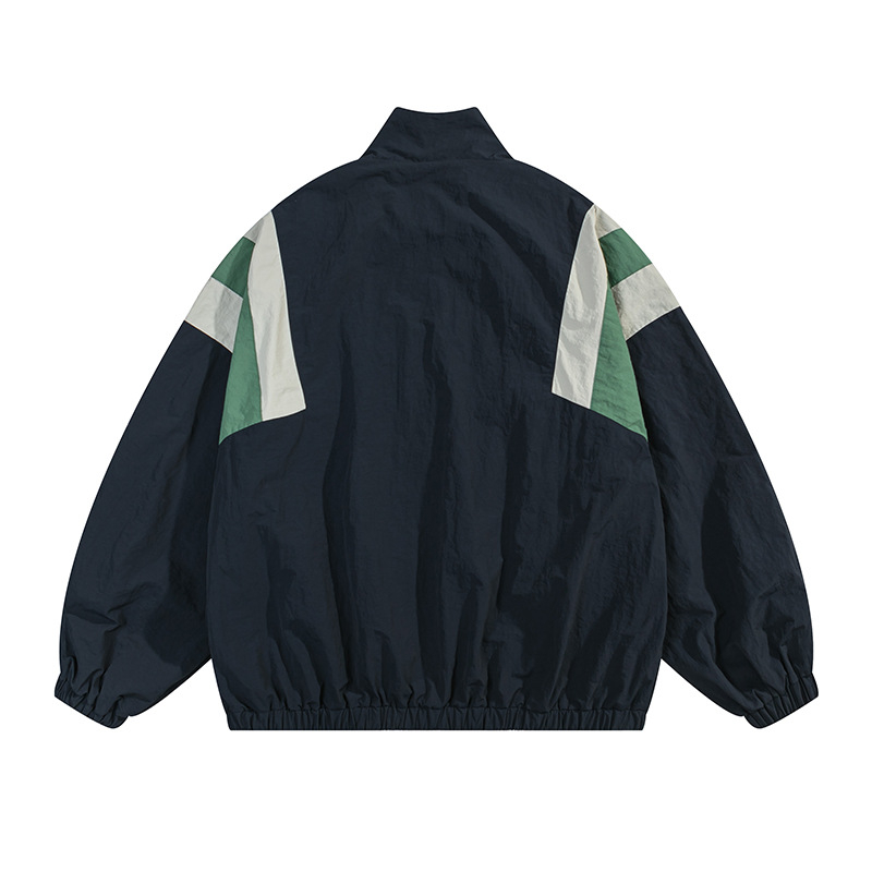 Dm-Df60 Windbreaker jakna s prugastim uzorkom, vanjski materijal poliamiidon vlakno, podstava 100% poliester, zatvarač, stojeći ovratnik, bez kapuljače, srednja dužina, svakodnevna uporaba, četiri sezone