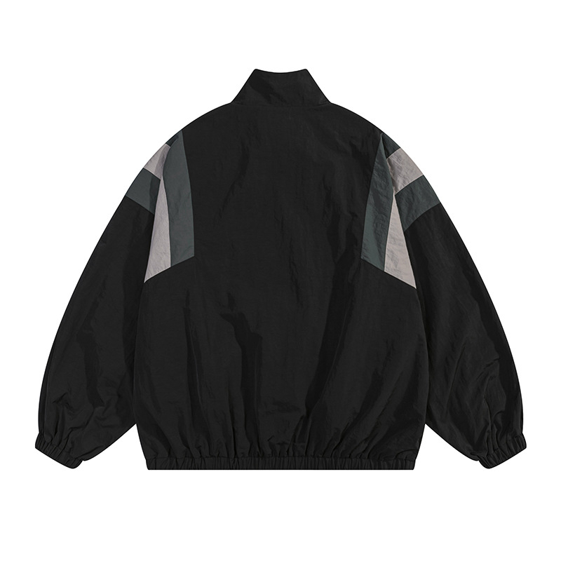 Dm-Df60 Windbreaker jakna s prugastim uzorkom, vanjski materijal poliamiidon vlakno, podstava 100% poliester, zatvarač, stojeći ovratnik, bez kapuljače, srednja dužina, svakodnevna uporaba, četiri sezone