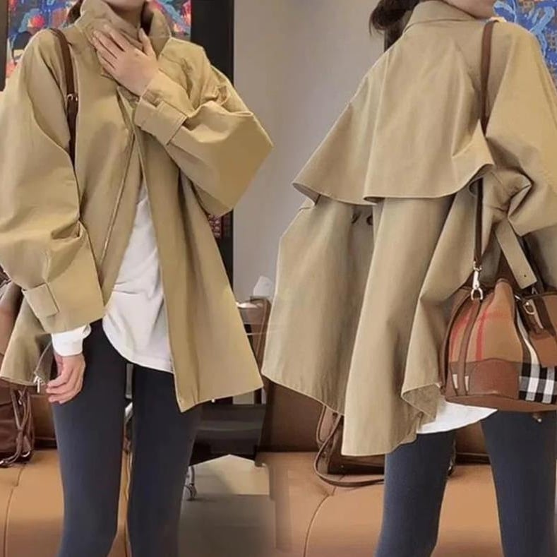 Női Chenille kabát cipzárral, polo gallérral, hosszú ujjú, közepes hosszúságú, 2024 ősz, elegáns nőies stílus