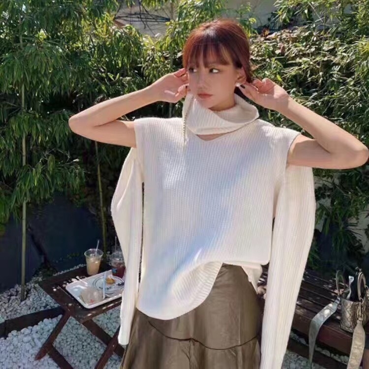 Pulover s polo ovratnikom, korejskog stila slobodan kroj, dugi batwing rukavi, jednofarbni model
