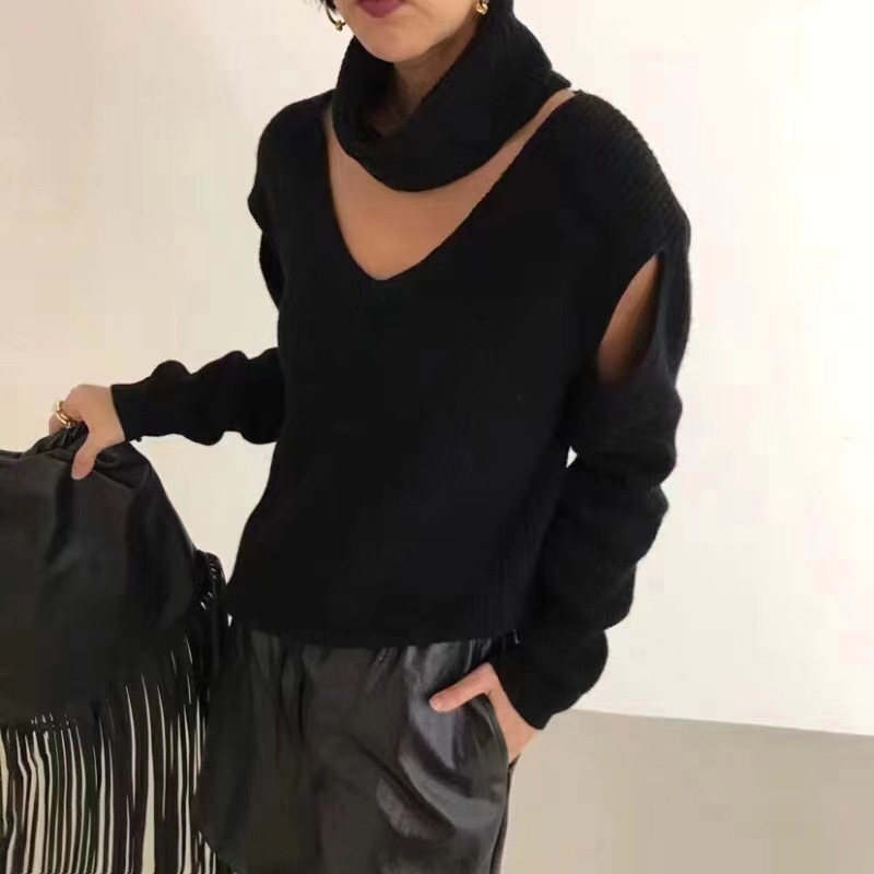 Pulover s polo ovratnikom, korejskog stila slobodan kroj, dugi batwing rukavi, jednofarbni model