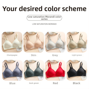 Jelly anyagú női melltartó, vezeték nélküli, teljes kosár, vékony formázott kosarak, fix dupla vállpántok, hátul négy sor horog