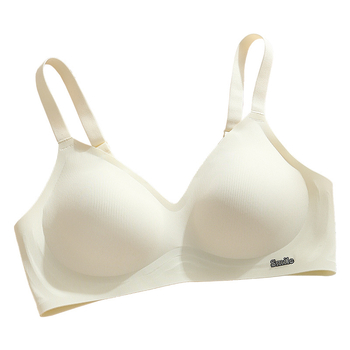 Jelly anyagú női melltartó, vezeték nélküli, teljes kosár, vékony formázott kosarak, fix dupla vállpántok, hátul négy sor horog