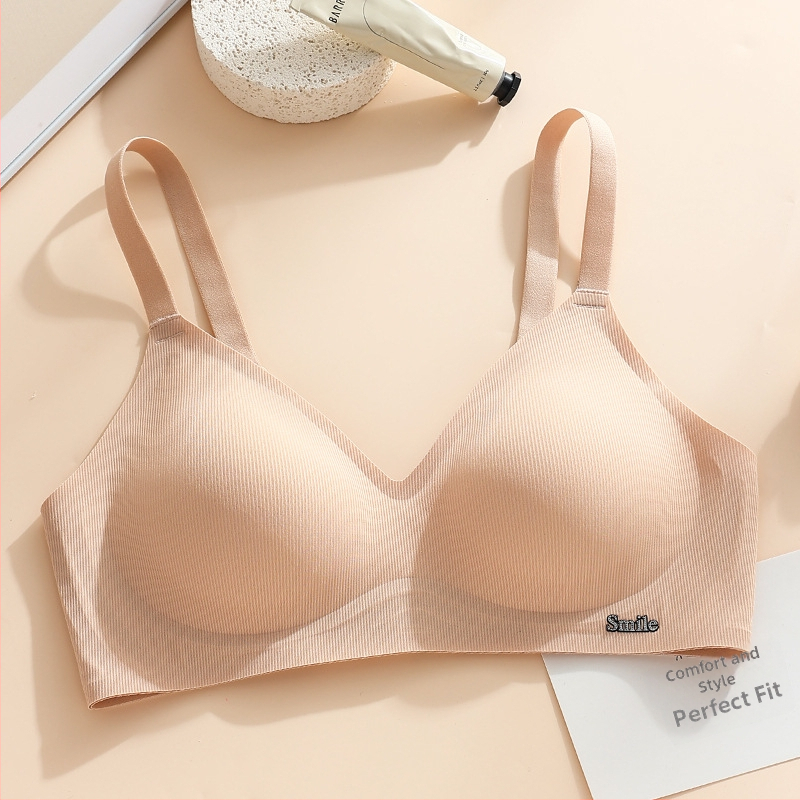 Jelly anyagú női melltartó, vezeték nélküli, teljes kosár, vékony formázott kosarak, fix dupla vállpántok, hátul négy sor horog