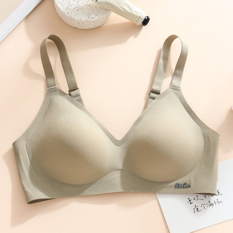 Jelly anyagú női melltartó, vezeték nélküli, teljes kosár, vékony formázott kosarak, fix dupla vállpántok, hátul négy sor horog