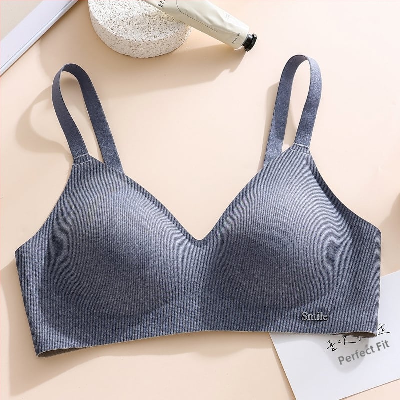 Jelly anyagú női melltartó, vezeték nélküli, teljes kosár, vékony formázott kosarak, fix dupla vállpántok, hátul négy sor horog
