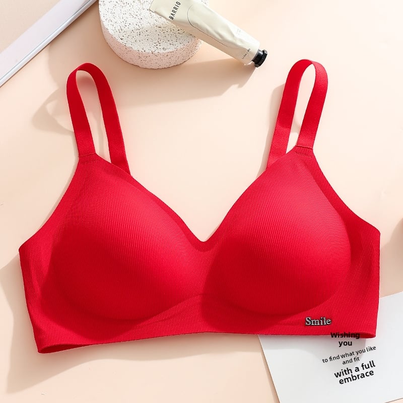 Jelly anyagú női melltartó, vezeték nélküli, teljes kosár, vékony formázott kosarak, fix dupla vállpántok, hátul négy sor horog
