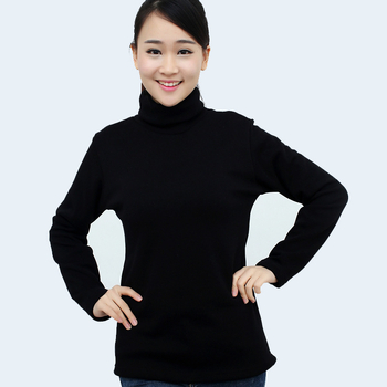 Top pentru femei cu guler înalt și căptușeală de catifea pentru iarnă, bază din bumbac, stil urban coreean