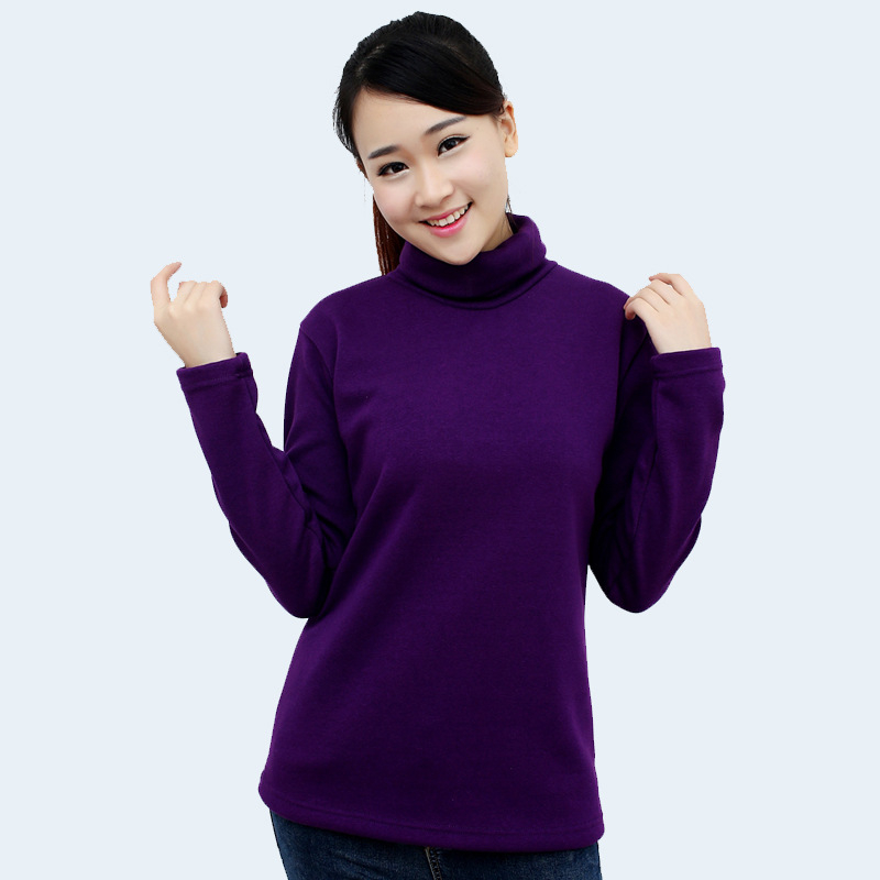 Top pentru femei cu guler înalt și căptușeală de catifea pentru iarnă, bază din bumbac, stil urban coreean