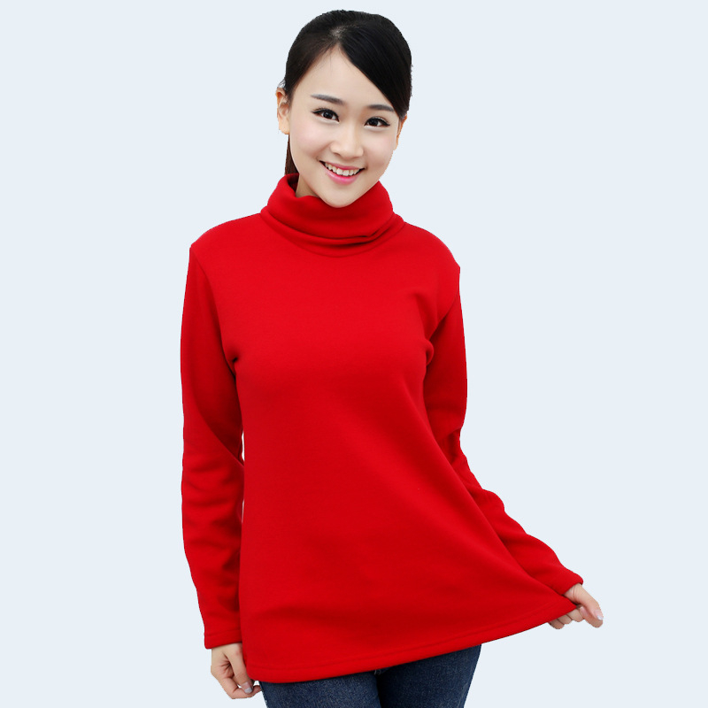 Top pentru femei cu guler înalt și căptușeală de catifea pentru iarnă, bază din bumbac, stil urban coreean