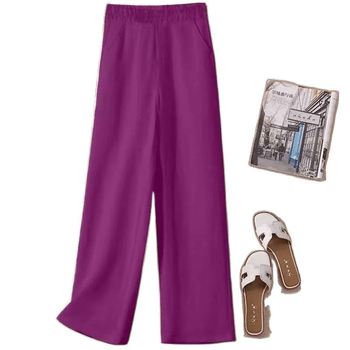 Široke hlače s visokim strukom, Chenille tkanina, izuzetno tanke, spandeks <30%