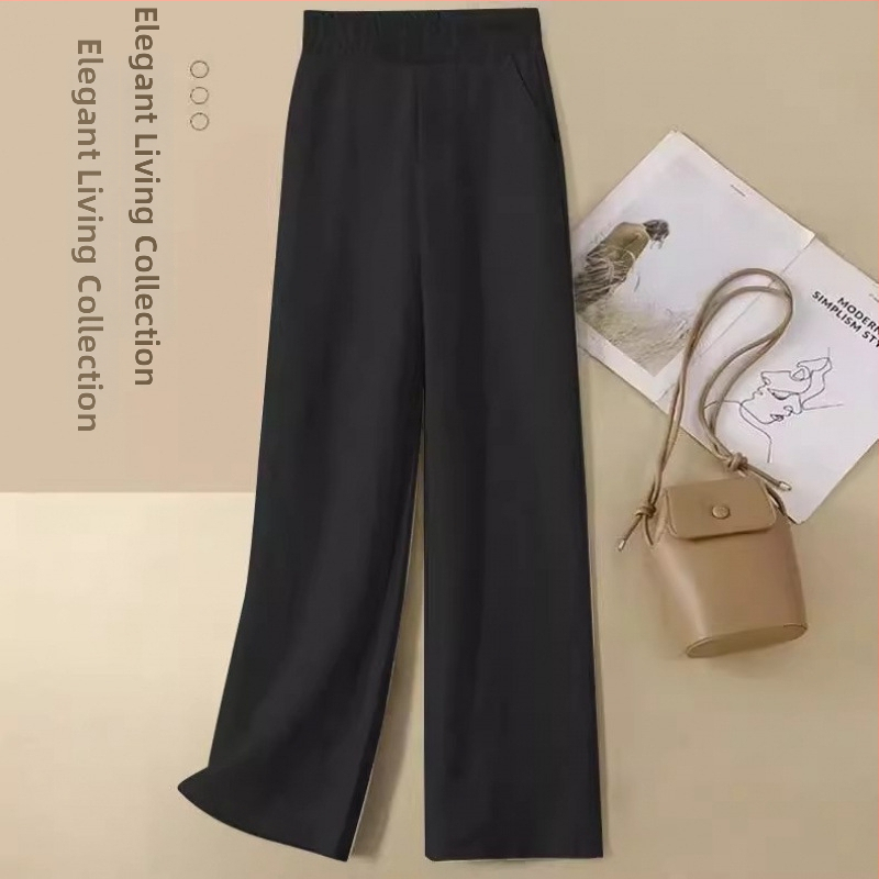 Široke hlače s visokim strukom, Chenille tkanina, izuzetno tanke, spandeks <30%