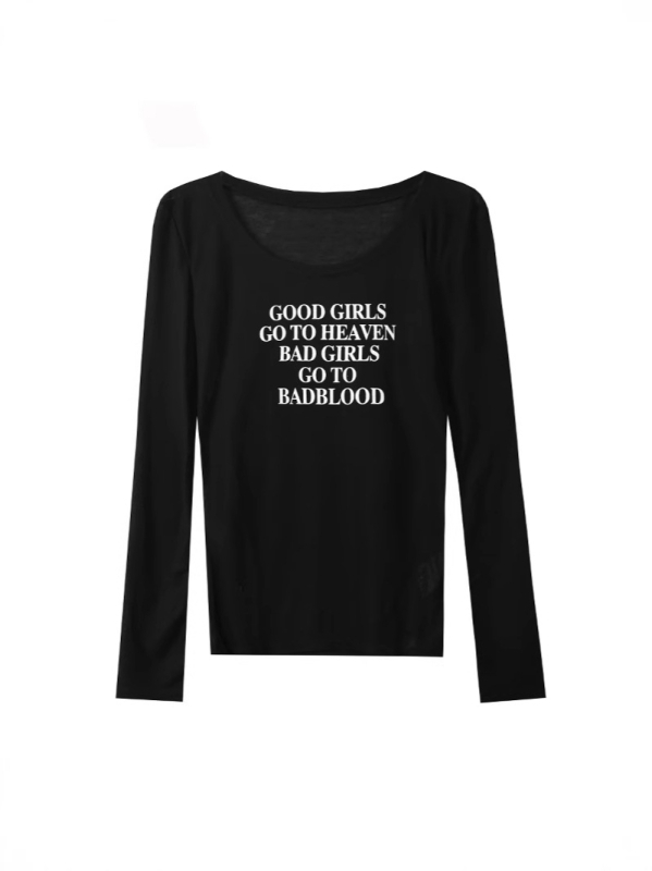 Majica s otvorenim ramenima, dugi rukavi, otisak slovima, široki kroj, korejski ležerni stil