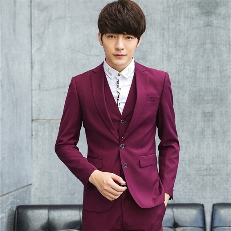 Yi Muxing Мъжко Slim-Fit костюмно сако, еднобортно с едно копче, полиестерна материя, подплата полиестер