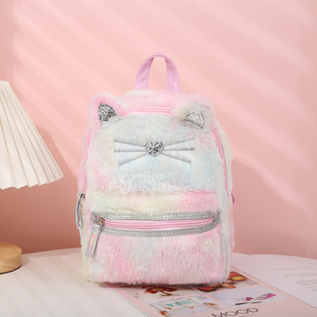 Kitty Plush Satchel – rucsac școlar cu pisicuță, stil japonez, impermeabil, anti-furt, bretele cu aer, căptușeală pluș