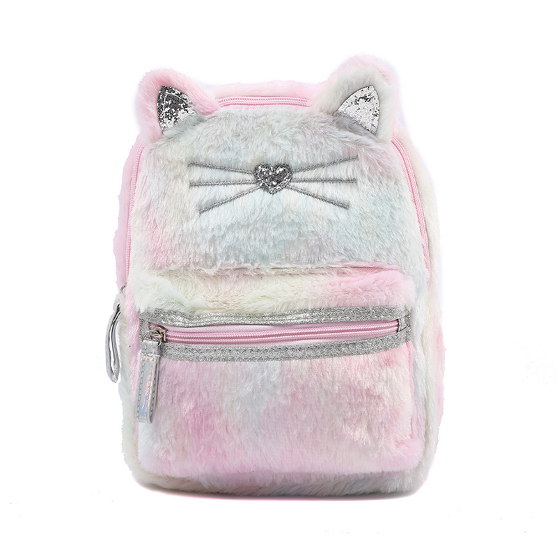 Kitty Plush Satchel – rucsac școlar cu pisicuță, stil japonez, impermeabil, anti-furt, bretele cu aer, căptușeală pluș
