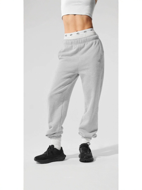 Alogant ženske jogger hlače s fleeceom, širok kroj, elastični pojas, opušteni casual stil, baršunasta podstava